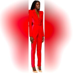 Adidas Bey IVY PARK Red Jumpsuit with High-Waisted Design and Structured Fabric